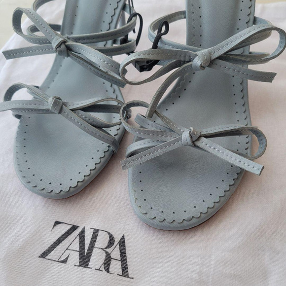 ZARA Strappy Bow Heels Light Blue NWT | Sizes 7.5 & 8 - Picture 10 of 16